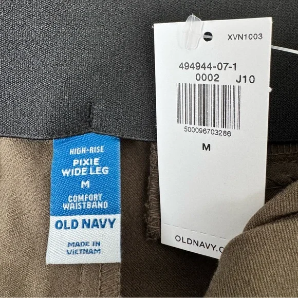 Old Navy Womens Pixie Wide Leg Pants Size Medium Brown Green Pull On Stretch New - Picture 9 of 13